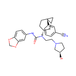 N#Cc1cccc([C@]23CC[C@@H](N(CCN4CC[C@@H](O)C4)C(=O)Nc4ccc5c(c4)OCO5)C[C@H]2C3)c1 ZINC000028649833