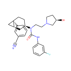 N#Cc1cccc([C@]23CC[C@@H](N(CCN4CC[C@@H](O)C4)C(=O)Nc4cccc(F)c4)C[C@H]2C3)c1 ZINC000028649807