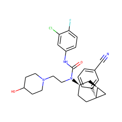 N#Cc1cccc([C@]23CC[C@@H](N(CCN4CCC(O)CC4)C(=O)Nc4ccc(F)c(Cl)c4)C[C@H]2C3)c1 ZINC000028649884