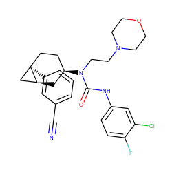 N#Cc1cccc([C@]23CC[C@@H](N(CCN4CCOCC4)C(=O)Nc4ccc(F)c(Cl)c4)C[C@H]2C3)c1 ZINC000028649888