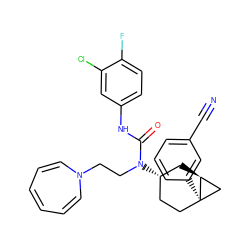 N#Cc1cccc([C@]23CC[C@H](N(CCN4C=CC=CC=C4)C(=O)Nc4ccc(F)c(Cl)c4)C[C@H]2C3)c1 ZINC000064417098