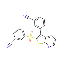 N#Cc1cccc(-c2c(S(=O)(=O)c3cccc(C#N)c3)sc3ncccc23)c1 ZINC000200124261