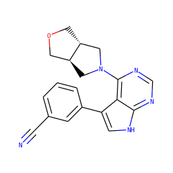 N#Cc1cccc(-c2c[nH]c3ncnc(N4C[C@H]5COC[C@@H]5C4)c23)c1 ZINC000224896315