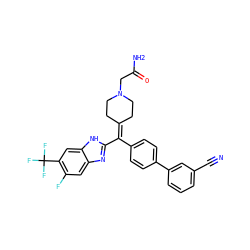 N#Cc1cccc(-c2ccc(C(=C3CCN(CC(N)=O)CC3)c3nc4cc(F)c(C(F)(F)F)cc4[nH]3)cc2)c1 ZINC000038157847