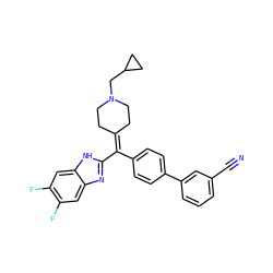 N#Cc1cccc(-c2ccc(C(=C3CCN(CC4CC4)CC3)c3nc4cc(F)c(F)cc4[nH]3)cc2)c1 ZINC000035821468