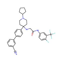 N#Cc1cccc(-c2ccc(C3(NCC(=O)Nc4ccc(F)c(C(F)(F)F)c4)CCN(C4CCCC4)CC3)cc2)c1 ZINC000038157917