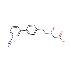 N#Cc1cccc(-c2ccc(CC[C@H](O)CC(=O)O)cc2)c1 ZINC000045287158