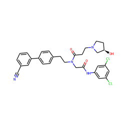 N#Cc1cccc(-c2ccc(CCN(CC(=O)Nc3cc(Cl)cc(Cl)c3)C(=O)CCN3CC[C@@H](O)C3)cc2)c1 ZINC000028529827