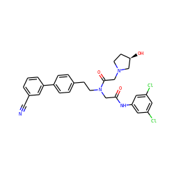 N#Cc1cccc(-c2ccc(CCN(CC(=O)Nc3cc(Cl)cc(Cl)c3)C(=O)CN3CC[C@@H](O)C3)cc2)c1 ZINC000028529308
