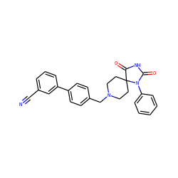 N#Cc1cccc(-c2ccc(CN3CCC4(CC3)C(=O)NC(=O)N4c3ccccc3)cc2)c1 ZINC000028704561