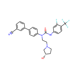 N#Cc1cccc(-c2ccc(N(CCN3CC[C@H](O)C3)C(=O)Nc3ccc(C(F)(F)F)c(F)c3)cc2)c1 ZINC000013648107