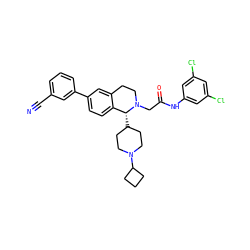 N#Cc1cccc(-c2ccc3c(c2)CCN(CC(=O)Nc2cc(Cl)cc(Cl)c2)[C@@H]3C2CCN(C3CCC3)CC2)c1 ZINC000003987163