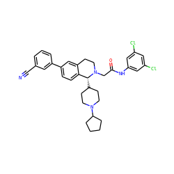 N#Cc1cccc(-c2ccc3c(c2)CCN(CC(=O)Nc2cc(Cl)cc(Cl)c2)[C@@H]3C2CCN(C3CCCC3)CC2)c1 ZINC000003987148
