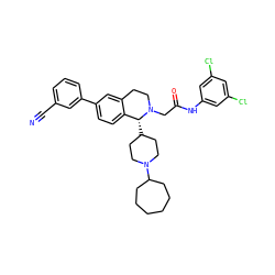 N#Cc1cccc(-c2ccc3c(c2)CCN(CC(=O)Nc2cc(Cl)cc(Cl)c2)[C@@H]3C2CCN(C3CCCCCC3)CC2)c1 ZINC000003987156