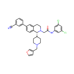 N#Cc1cccc(-c2ccc3c(c2)CCN(CC(=O)Nc2cc(Cl)cc(Cl)c2)[C@@H]3C2CCN(Cc3ccoc3)CC2)c1 ZINC000003987159