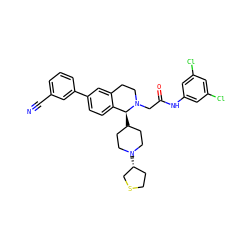 N#Cc1cccc(-c2ccc3c(c2)CCN(CC(=O)Nc2cc(Cl)cc(Cl)c2)[C@H]3C2CCN([C@@H]3CCSC3)CC2)c1 ZINC000014191788
