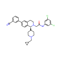 N#Cc1cccc(-c2ccc3c(c2)CCN(CC(=O)Nc2cc(Cl)cc(Cl)c2)[C@H]3C2CCN(CC3CC3)CC2)c1 ZINC000003987162