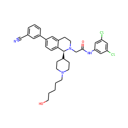 N#Cc1cccc(-c2ccc3c(c2)CCN(CC(=O)Nc2cc(Cl)cc(Cl)c2)[C@H]3C2CCN(CCCCCO)CC2)c1 ZINC000003987154