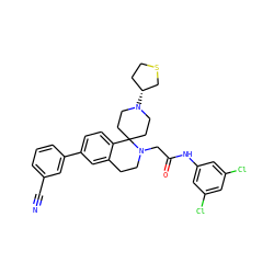N#Cc1cccc(-c2ccc3c(c2)CCN(CC(=O)Nc2cc(Cl)cc(Cl)c2)C32CCN([C@@H]3CCSC3)CC2)c1 ZINC000036351648