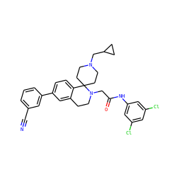 N#Cc1cccc(-c2ccc3c(c2)CCN(CC(=O)Nc2cc(Cl)cc(Cl)c2)C32CCN(CC3CC3)CC2)c1 ZINC000036351813