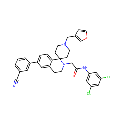 N#Cc1cccc(-c2ccc3c(c2)CCN(CC(=O)Nc2cc(Cl)cc(Cl)c2)C32CCN(Cc3ccoc3)CC2)c1 ZINC000036351665