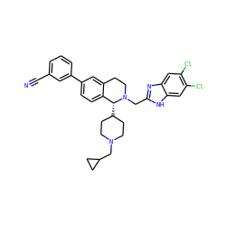 N#Cc1cccc(-c2ccc3c(c2)CCN(Cc2nc4cc(Cl)c(Cl)cc4[nH]2)[C@@H]3C2CCN(CC3CC3)CC2)c1 ZINC000036351737