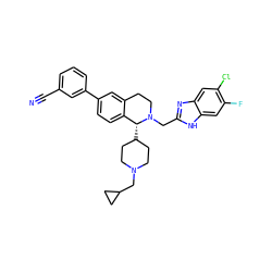 N#Cc1cccc(-c2ccc3c(c2)CCN(Cc2nc4cc(Cl)c(F)cc4[nH]2)[C@@H]3C2CCN(CC3CC3)CC2)c1 ZINC000036351836