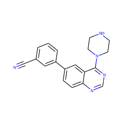 N#Cc1cccc(-c2ccc3ncnc(N4CCNCC4)c3c2)c1 ZINC000004265334