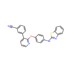 N#Cc1cccc(-c2cccnc2Oc2ccc(Nc3nc4ccccc4s3)cc2)c1 ZINC000142968492