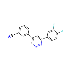 N#Cc1cccc(-c2cnnc(-c3ccc(F)c(F)c3)c2)c1 ZINC000013673515