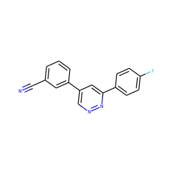 N#Cc1cccc(-c2cnnc(-c3ccc(F)cc3)c2)c1 ZINC000013673513