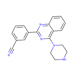 N#Cc1cccc(-c2nc(N3CCNCC3)c3ccccc3n2)c1 ZINC000004267765