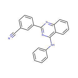 N#Cc1cccc(-c2nc(Nc3ccccc3)c3ccccc3n2)c1 ZINC000004258565