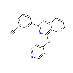 N#Cc1cccc(-c2nc(Nc3ccncc3)c3ccccc3n2)c1 ZINC000084924999