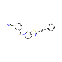 N#Cc1cccc(C(=O)N2CCc3nc(C#Cc4ccccc4)sc3C2)c1 ZINC000096273033