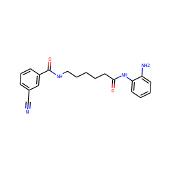 N#Cc1cccc(C(=O)NCCCCCC(=O)Nc2ccccc2N)c1 ZINC000117588940