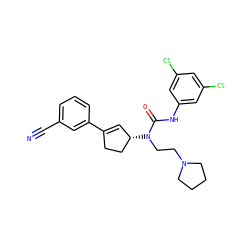 N#Cc1cccc(C2=C[C@H](N(CCN3CCCC3)C(=O)Nc3cc(Cl)cc(Cl)c3)CC2)c1 ZINC000013685090