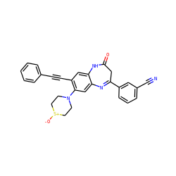 N#Cc1cccc(C2=Nc3cc(N4CC[S+]([O-])CC4)c(C#Cc4ccccc4)cc3NC(=O)C2)c1 ZINC000101095921