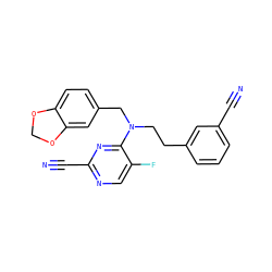 N#Cc1cccc(CCN(Cc2ccc3c(c2)OCO3)c2nc(C#N)ncc2F)c1 ZINC001772635845