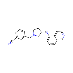 N#Cc1cccc(CN2CC[C@H](Nc3cccc4cnccc34)C2)c1 ZINC000114338770
