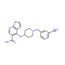 N#Cc1cccc(CN2CCC(Nc3c(C(N)=O)cnc4[nH]ccc34)CC2)c1 ZINC000201404962