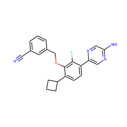 N#Cc1cccc(COc2c(C3CCC3)ccc(-c3cnc(N)cn3)c2F)c1 ZINC000212172368