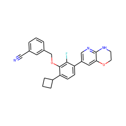 N#Cc1cccc(COc2c(C3CCC3)ccc(-c3cnc4c(c3)OCCN4)c2F)c1 ZINC000224562248