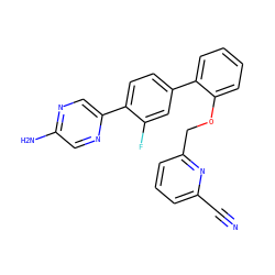 N#Cc1cccc(COc2ccccc2-c2ccc(-c3cnc(N)cn3)c(F)c2)n1 ZINC000224809049