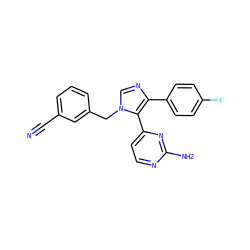 N#Cc1cccc(Cn2cnc(-c3ccc(F)cc3)c2-c2ccnc(N)n2)c1 ZINC000040412156