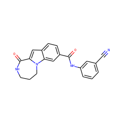 N#Cc1cccc(NC(=O)c2ccc3cc4n(c3c2)CCCNC4=O)c1 ZINC000218223237