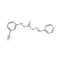 N#Cc1cccc(NCC(=O)N/N=C/c2ccncc2)c1 ZINC000201287934