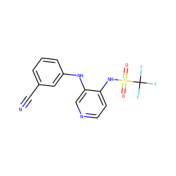 N#Cc1cccc(Nc2cnccc2NS(=O)(=O)C(F)(F)F)c1 ZINC000103266635