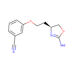 N#Cc1cccc(OCC[C@H]2COC(N)=N2)c1 ZINC000117264383