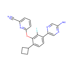 N#Cc1cccc(Oc2c(C3CCC3)ccc(-c3cnc(N)cn3)c2F)n1 ZINC000224562102